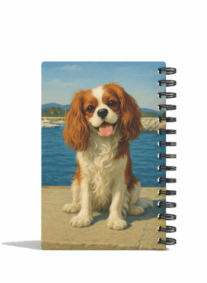 📒🐶 מחברת שורות A5 כריכה קשה ספירלה עם איור הכלב וכיתוב